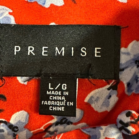 Premise Red Blue Pleated Bubble Midi Blouse ❤️🩵 - Picture 9 of 11